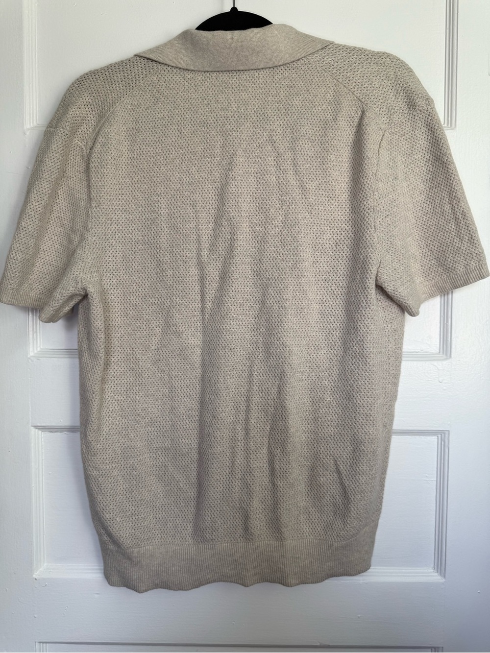 Quince 100% Organic Cotton Mesh Stitch Button-Up Sweater Polo Beige Old Money M - Picture 13 of 14